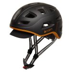 Casque de v�lo cairn quartz avec led usb - noir mat cognac - 52 / 58 cm