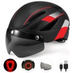 Casque de vlo / moto avec visire magntique dtachable - black red[e] - homme - tanche - protection ...