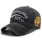 Casquette baseball en jeans broderie casquette fashion r�glables effet us� et d�lav� pour homme - femme ...