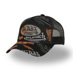 Casquette trucker - von dutch - cafe - noir / orange / gris - visire arrondie - filet rigide