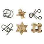 Coffret casse - t�te - mister gadget - bois et m�tal - lot de 6 - marron et gris