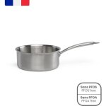 Casserole en acier inoxydable 18 / 10 brigade 18 cm - livoo - mep160 - acier inox. triply - tous feux ...
