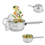 Casserole en acier inoxydable avec couvercle 1 l pole  sauce de 14 cm avec long manche petite casserole ...
