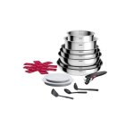 Batterie de cuisine tefal ingenio cook eat set inox 15p casseroles poeles et ustensiles l881sf04
