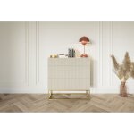 Commode avec tiroirs - veldio - 90 cm - taupe (gris - beige)