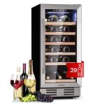Cave  vin encastrable - klarstein - vinovilla 29 - 81 l - 29 bouteilles - porte vitre inox