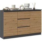 Cazar - commode 2 portes + 3 tiroirs - dimensions : 75x120x30 - meuble de rangement - buffet