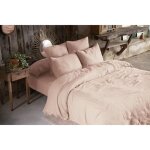 Pack gaze de coton parure de couette 220x240 cm + drap housse 140x190 + 2 taies 60x60 rose