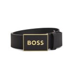Ceinture boss - homme boss - gold logo - boss noir - synthtique - accessoire boss