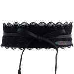 Ceinture corset dentelle large  nouer pour femme - noir