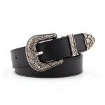 Ceinture - ecelen - cuir pu - femme - boucle ardillon sculpte - vintage