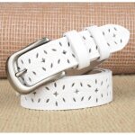 Ceintures en cuir vritable pour femme - ecelen - 105 cm - blanc - dcontracte