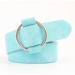 Ceinture - ecelen - boucle ronde en métal - cuir bleu - femme Ceinture - ecelen - boucle ronde en métal - cuir bleu - femme