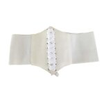 Ceinture - ecelen - corset large en cuir pu pour femmes - blanc - taille haute lastique - amincissante ...