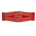Ceinture femme cloute lastique style punk - rouge