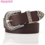 Ceinture femmes - ceinture dcorative  la mode cool et polyvalente  boucle ardillon rtro - marron
