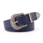 Ceinture femme - funmoon - cuir vritable - suture de voiture - 180cm - bleu marine