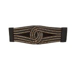 Ceinture - femme - large cloute - lastique extensible - style punk - noir