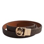 Ceinture fine r�versible en cuir 559063t pour femme - marron � motifs