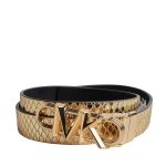 Ceinture fine rversible en cuir mtallis pour femme 558992 - or - noir