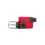 Ceinture homme tress�e �lastique - billybelt - rouge past�que - finitions 100% cuir de vachette