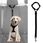 Ceinture de scurit pour animaux - harnais - noir - ajustable - nylon - pour chiens et chats
