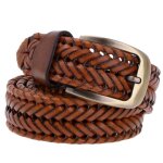 Ceinture tresse pour femme en cuir de vache marro