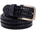 Ceinture tresse pour femme en cuir de vache noir