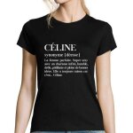 T - shirt femme - c�line - col rond - manches courtes - coton noir