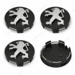 Cache moyeux - peugeot - od60mm - noir - embl�me - accessoire auto