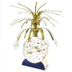 Centre de table - jour de fete - joyeux anniversaire - blanc - bleu - dor