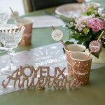 Centre de table lettre joyeux anniversaire rose gold avec paillettes (x1) ref / 7590