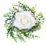 Centre de table rose et feuillage 18 cm