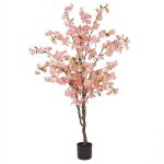 Cerisier artificiel - ligne deco - 115cm - 408 fleurs roses - pot en plastique noir - intrieur / extrieur ...
