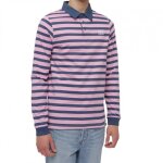 Cerruti 1881 polo manches longues rayures calabria rose homme