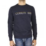 Cerruti 1881 sweat - shirt col rond imprim� or / argent spinetta bleu marine homme