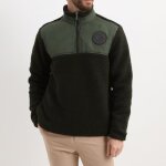 Cerruti 1881 sweat - shirt polaire demi zip sherpa frontignan kaki homme
