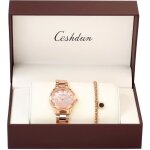 Montre femme + bracelet femme titane etanche marque vintage - acier - or rose - ceshdun