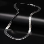 Chaine de cou - acier au titane - 55 cm - largeur 5 mm - mousqueton - argent�