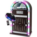 Cha�ne hifi jukebox retro 60w avec tourne disque vinyle bluetooth cd fm + t�l�commande jeu de lumi�re ...