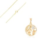 Collier - femme - cha�ne v�nitienne - pendentif - m�daille - m�re � lenfant - plaqu� or jaune 750 / 1000 ...