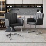 Lot de 2 chaises de salle  manger  rayures verticales avec pieds mtalliques en zigzag pour chambre ...