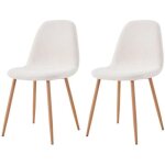 Lot de 4 chaises - home deco factory - freya - bouclette - blanches et marron