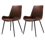 Lot de 2 chaises en cuir synth�tique marron - austin - rendez - vous d�co