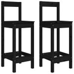Chaises de bar - mothinessto - lot de 2 - bois de pin massif - noir - 40x415x112 cm