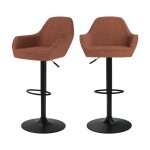 Lot de 2 chaises de bar effet laine bouclette rouge brique 63 / 83 cm - adam - rendez - vous dco