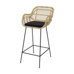 Chaise de bar en rotin naturel et pieds en mtal noir 71 cm - chiloe - rendez - vous dco