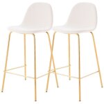 Lot de 2 chaises pour �lot central 65 cm en cuir synth�tique blanc - henrik - rendez - vous d�co