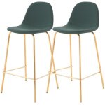 Lot de 2 chaises pour �lot central 65 cm en cuir synth�tique vert - henrik - rendez - vous d�co