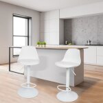 Chaises de bar - homewell - blanc - r�glable en hauteur - contemporain - lot de 2